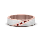 Load image into Gallery viewer, mens-brush-finish-2-tone-ruby-wedding-band-in-rose-gold-FD10395BGRUDR-NL-RG
