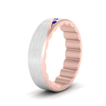 Load image into Gallery viewer, mens-brush-finish-2-tone-sapphire-wedding-band-in-rose-gold-FD10395BGSABLANGLE2-NL-RG
