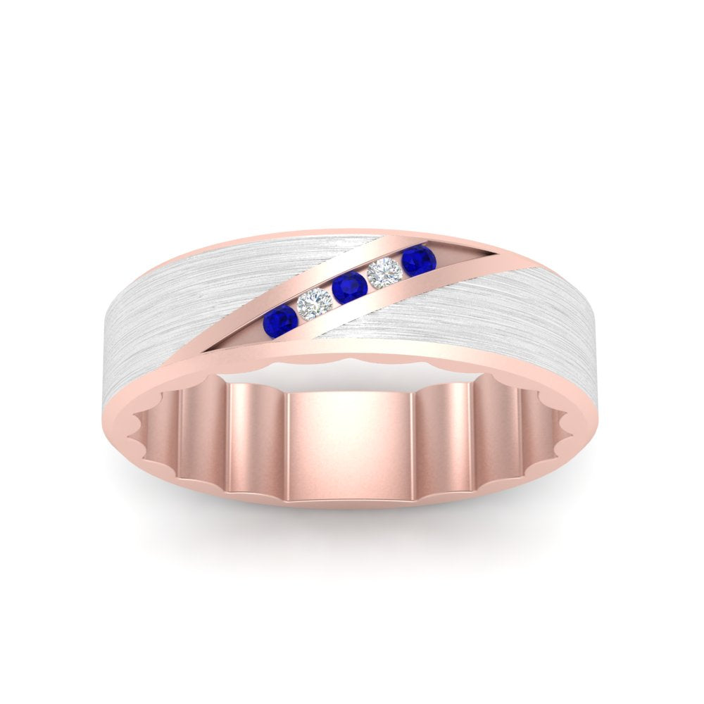 mens-brush-finish-2-tone-sapphire-wedding-band-in-rose-gold-FD10395BGSABLANGLE5-NL-RG