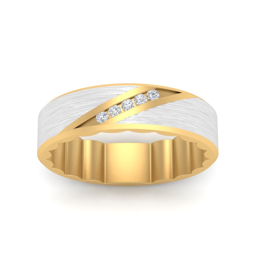 mens-brush-finish-2-tone-wedding-band-in-yellow-gold-FD10395BANGLE5-NL-YG