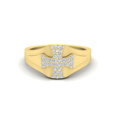 Mens Cross Gemstone Engagement Ring
