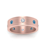 Load image into Gallery viewer, mens-diamond-eternity-ring-band-with-blue-topaz-in-rose-gold-fdm124237rogicblto-nl-rg
