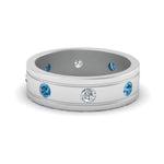 Load image into Gallery viewer, mens-diamond-eternity-ring-band-with-blue-topaz-in-white-gold-fdm124237rogicblto-nl-wg

