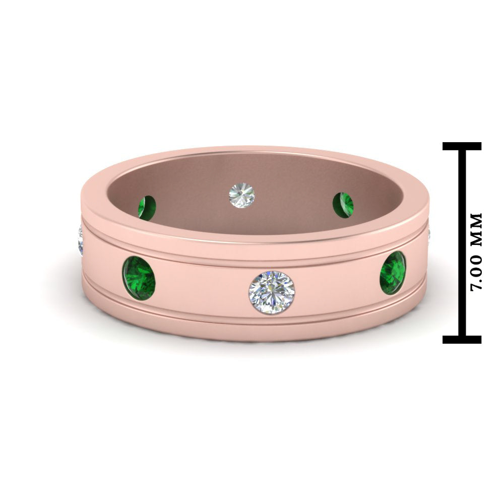 mens-diamond-eternity-ring-band-with-emerald-in-rose-gold-fdm124237rogemgr-nl-rg
