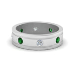Load image into Gallery viewer, mens-diamond-eternity-ring-band-with-emerald-in-white-gold-fdm124237rogemgr-nl-wg
