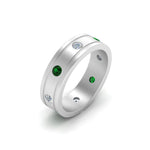 Load image into Gallery viewer, mens-diamond-eternity-ring-band-with-emerald-in-white-gold-fdm124237rogemgr-nl-wg
