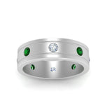 Load image into Gallery viewer, mens-diamond-eternity-ring-band-with-emerald-in-white-gold-fdm124237rogemgr-nl-wg

