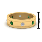 Load image into Gallery viewer, mens-diamond-eternity-ring-band-with-emerald-in-yellow-gold-fdm124237rogemgr-nl-yg
