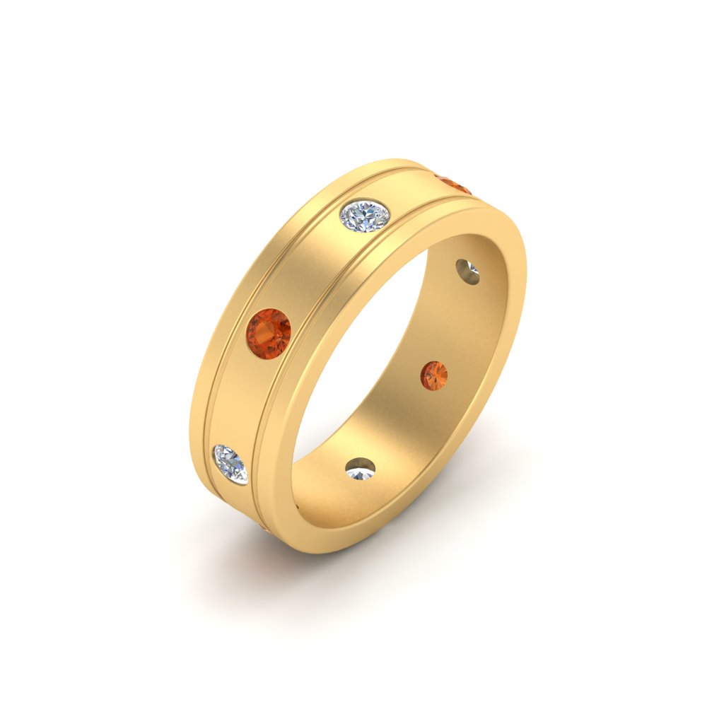mens-diamond-eternity-ring-band-with-orange-sapphire-in-yellow-gold-fdm124237rogsaor-nl-yg