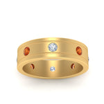 Load image into Gallery viewer, mens-diamond-eternity-ring-band-with-orange-sapphire-in-yellow-gold-fdm124237rogsaor-nl-yg
