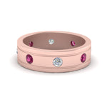 Load image into Gallery viewer, mens-diamond-eternity-ring-band-with-pink-sapphire-in-rose-gold-fdm124237rogsadrpi-nl-rg
