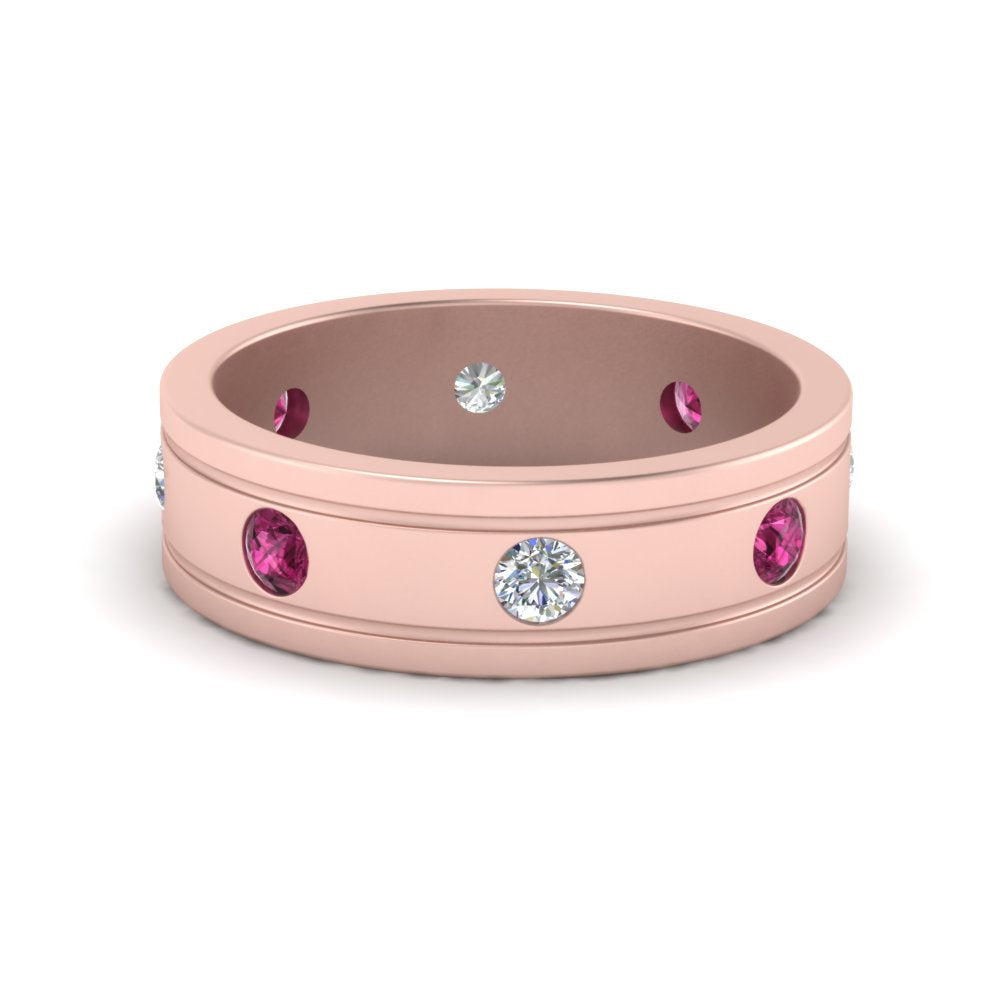 mens-diamond-eternity-ring-band-with-pink-sapphire-in-rose-gold-fdm124237rogsadrpi-nl-rg