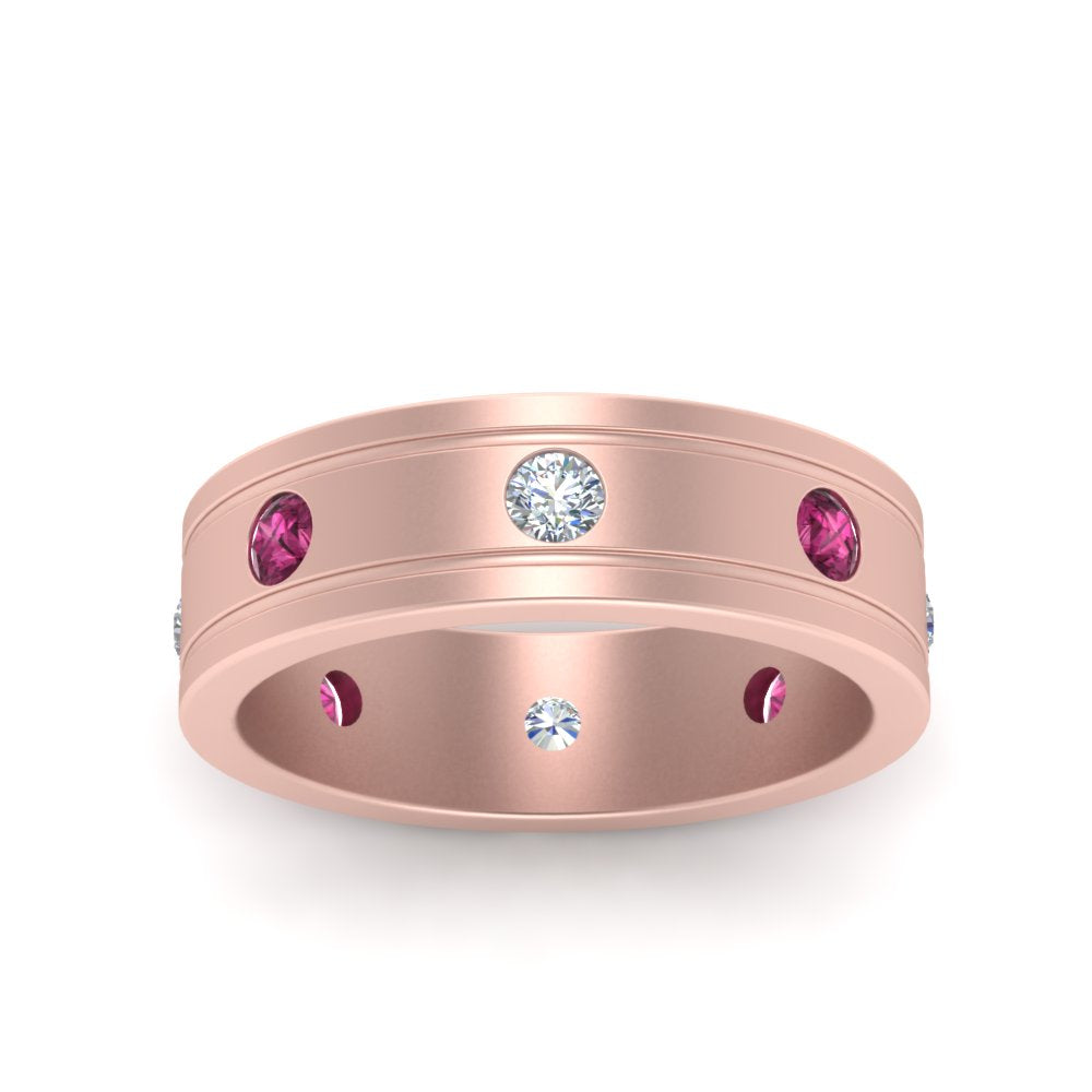 mens-diamond-eternity-ring-band-with-pink-sapphire-in-rose-gold-fdm124237rogsadrpi-nl-rg