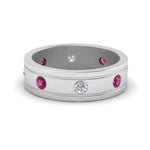 Load image into Gallery viewer, mens-diamond-eternity-ring-band-with-pink-sapphire-in-white-gold-fdm124237rogsadrpi-nl-wg
