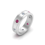 Load image into Gallery viewer, mens-diamond-eternity-ring-band-with-pink-sapphire-in-white-gold-fdm124237rogsadrpi-nl-wg
