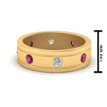 Load image into Gallery viewer, mens-diamond-eternity-ring-band-with-pink-sapphire-in-yellow-gold-fdm124237rogsadrpi-nl-yg

