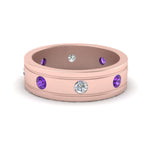 Load image into Gallery viewer, mens-diamond-eternity-ring-band-with-purple-topaz-in-rose-gold-fdm124237rogvito-nl-rg
