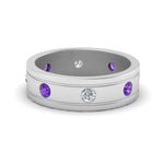 Load image into Gallery viewer, mens-diamond-eternity-ring-band-with-purple-topaz-in-white-gold-fdm124237rogvito-nl-wg
