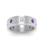 Load image into Gallery viewer, mens-diamond-eternity-ring-band-with-purple-topaz-in-white-gold-fdm124237rogvito-nl-wg
