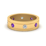 Load image into Gallery viewer, mens-diamond-eternity-ring-band-with-purple-topaz-in-yellow-gold-fdm124237rogvito-nl-yg
