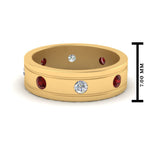 Load image into Gallery viewer, mens-diamond-eternity-ring-band-with-ruby-in-yellow-gold-fdm124237rogrudr-nl-yg
