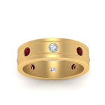 Load image into Gallery viewer, mens-diamond-eternity-ring-band-with-ruby-in-yellow-gold-fdm124237rogrudr-nl-yg
