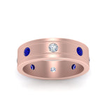 Load image into Gallery viewer, mens-diamond-eternity-ring-band-with-sapphire-in-rose-gold-fdm124237rogsabl-nl-rg
