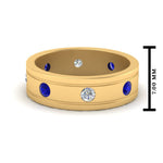 Load image into Gallery viewer, mens-diamond-eternity-ring-band-with-sapphire-in-yellow-gold-fdm124237rogsabl-nl-yg
