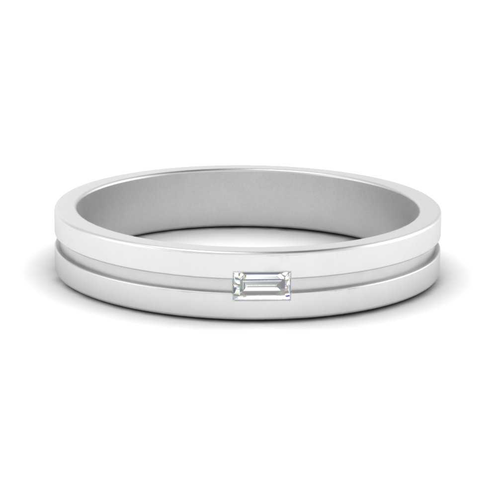 Mens East West Baguette Engagement Ring