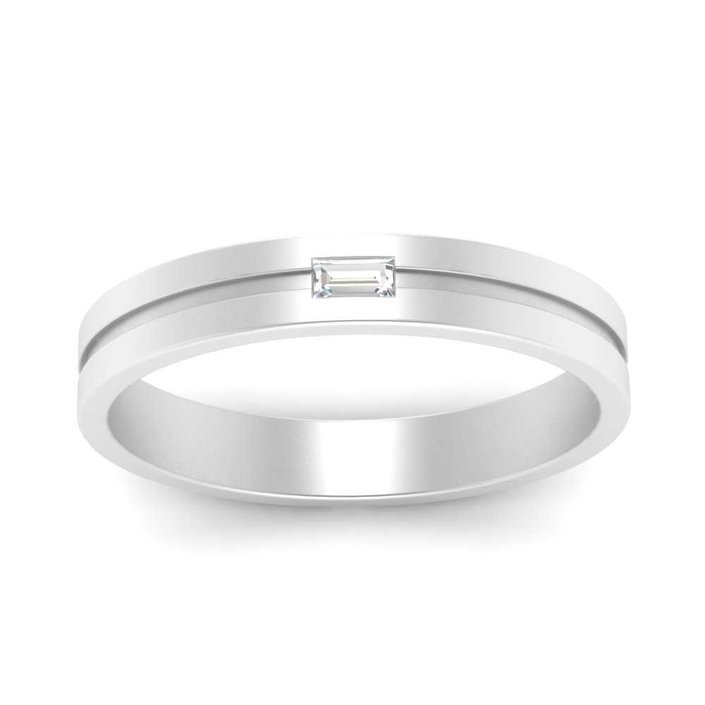 Mens East West Baguette Engagement Ring