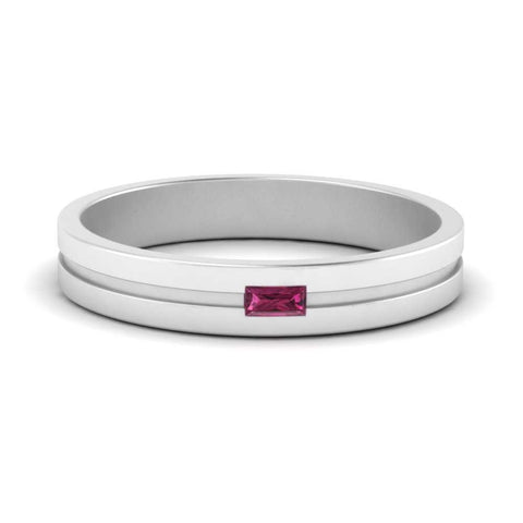 Mens East West Baguette Engagement Ring