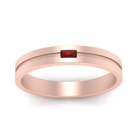 Mens East West Baguette Engagement Ring
