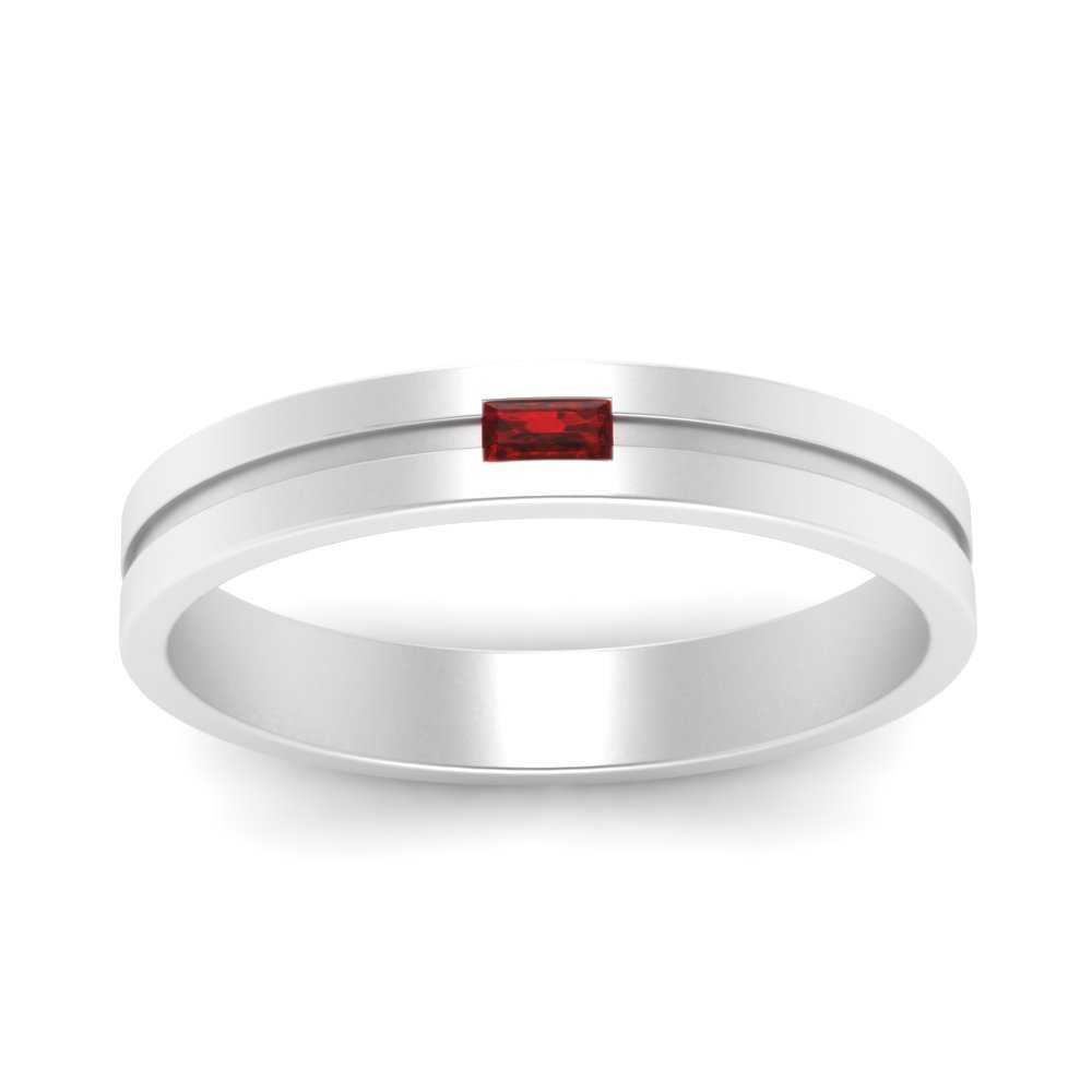 Mens East West Baguette Engagement Ring