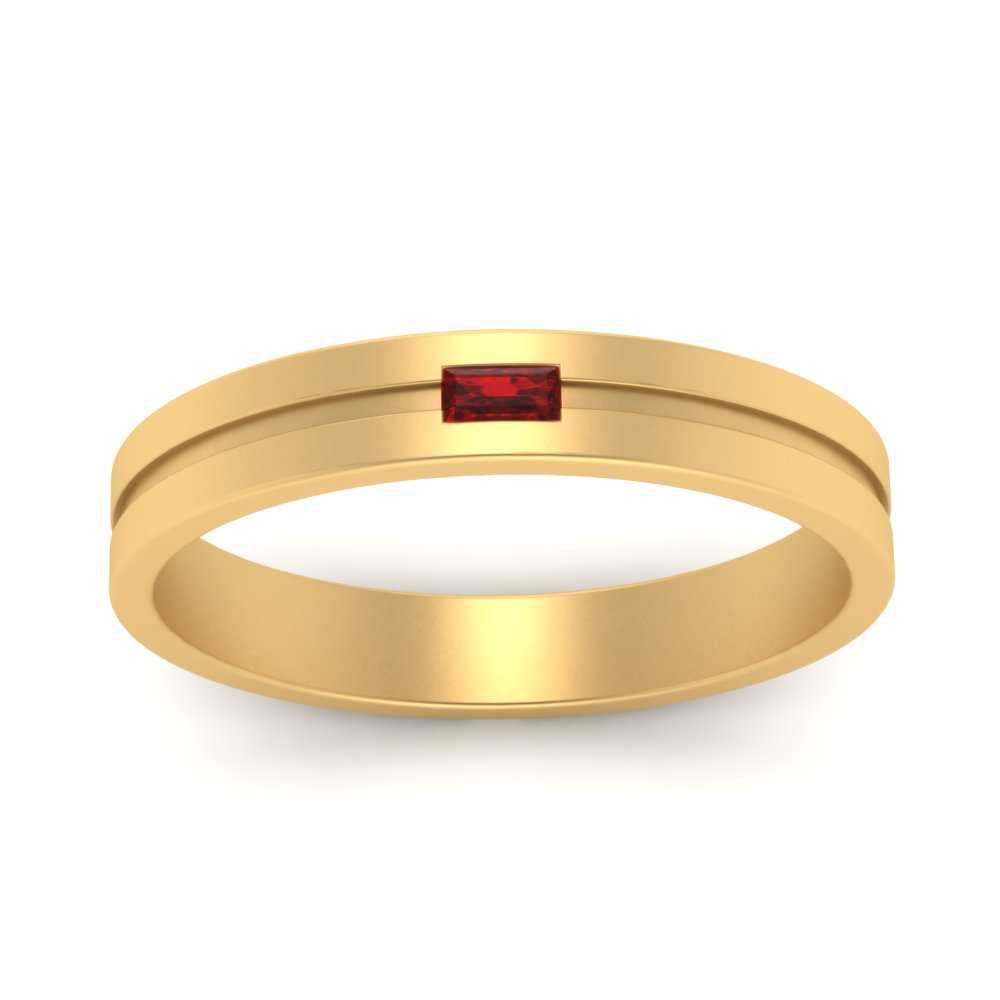 Mens East West Baguette Engagement Ring