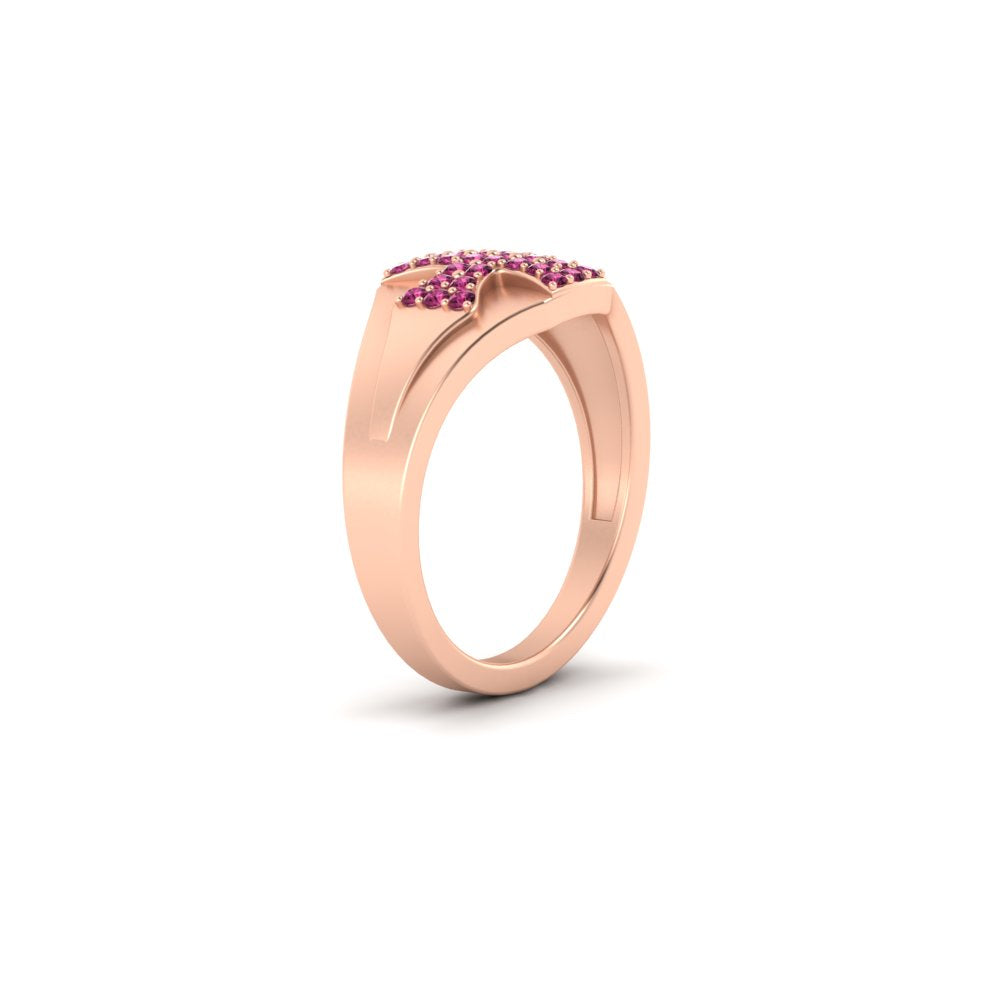 Mens Cross Gemstone Engagement Ring