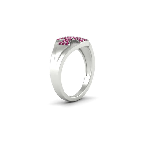 Mens Cross Gemstone Engagement Ring