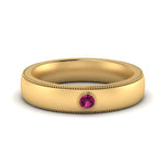 Load image into Gallery viewer, mens-round-comfort-fit-pink-sapphire-band-in-yellow-gold-fd123214rorgsadrpi-nl-yg
