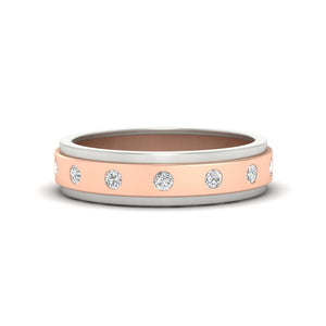 Mens Two Tone Bezel Stone Wedding Ring