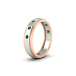 Load image into Gallery viewer, mens-two-tone-bezel-emerald-wedding-band-in-white-gold-FDM11141GEMGRANGLE2-NL-WG
