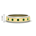 Load image into Gallery viewer, mens-two-tone-bezel-emerald-wedding-band-in-yellow-gold-FDM11141GEMGR-NL-YG-HW
