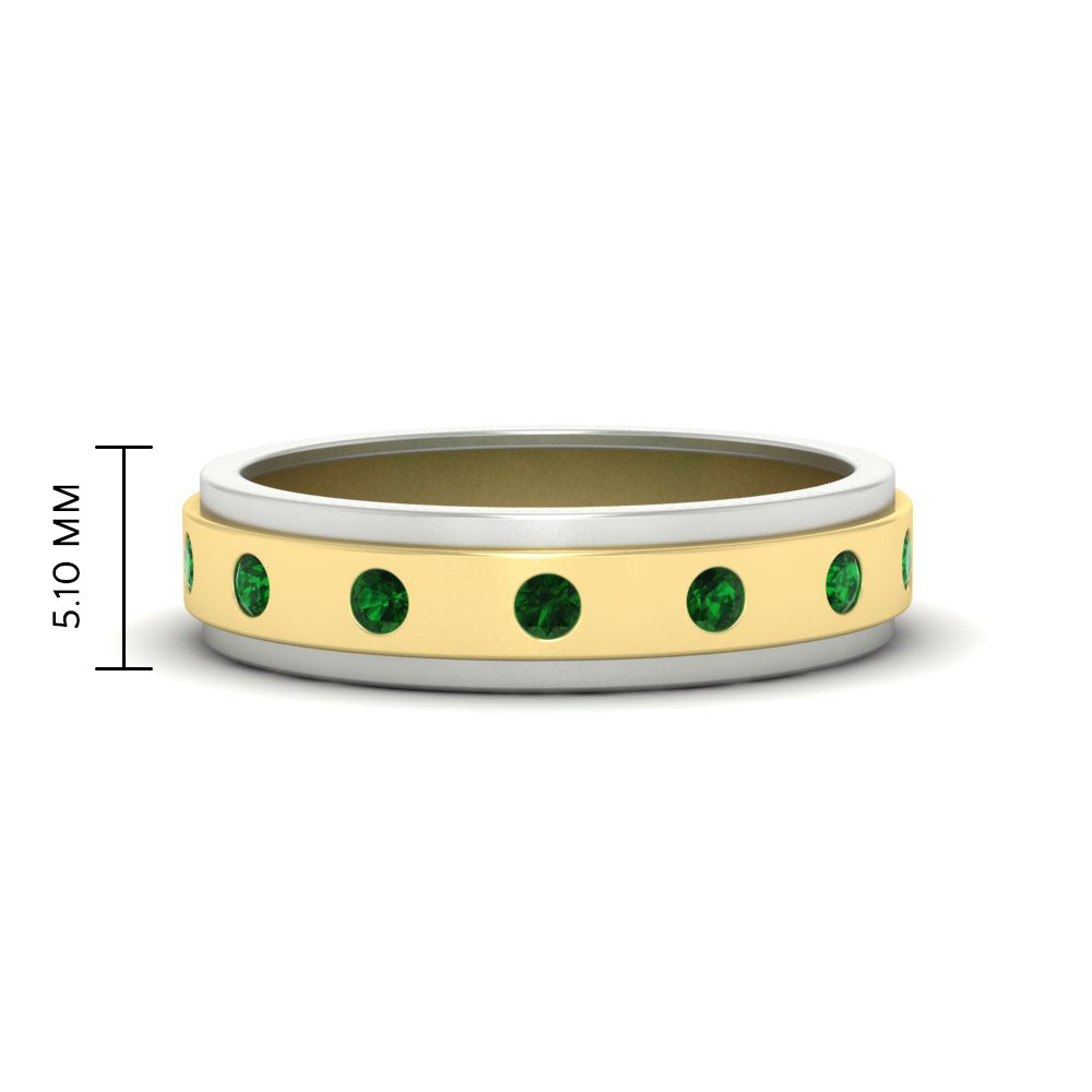 mens-two-tone-bezel-emerald-wedding-band-in-yellow-gold-FDM11141GEMGR-NL-YG-HW