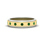 Load image into Gallery viewer, mens-two-tone-bezel-emerald-wedding-band-in-yellow-gold-FDM11141GEMGR-NL-YG
