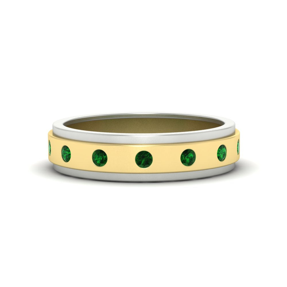 mens-two-tone-bezel-emerald-wedding-band-in-yellow-gold-FDM11141GEMGR-NL-YG