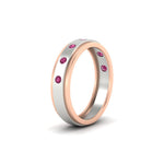 Load image into Gallery viewer, mens-two-tone-bezel-pink-sapphire-wedding-band-in-white-gold-FDM11141GSADRPIANGLE2-NL-WG

