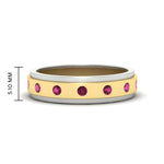 Load image into Gallery viewer, mens-two-tone-bezel-pink-sapphire-wedding-band-in-yellow-gold-FDM11141GSADRPI-NL-YG-HW

