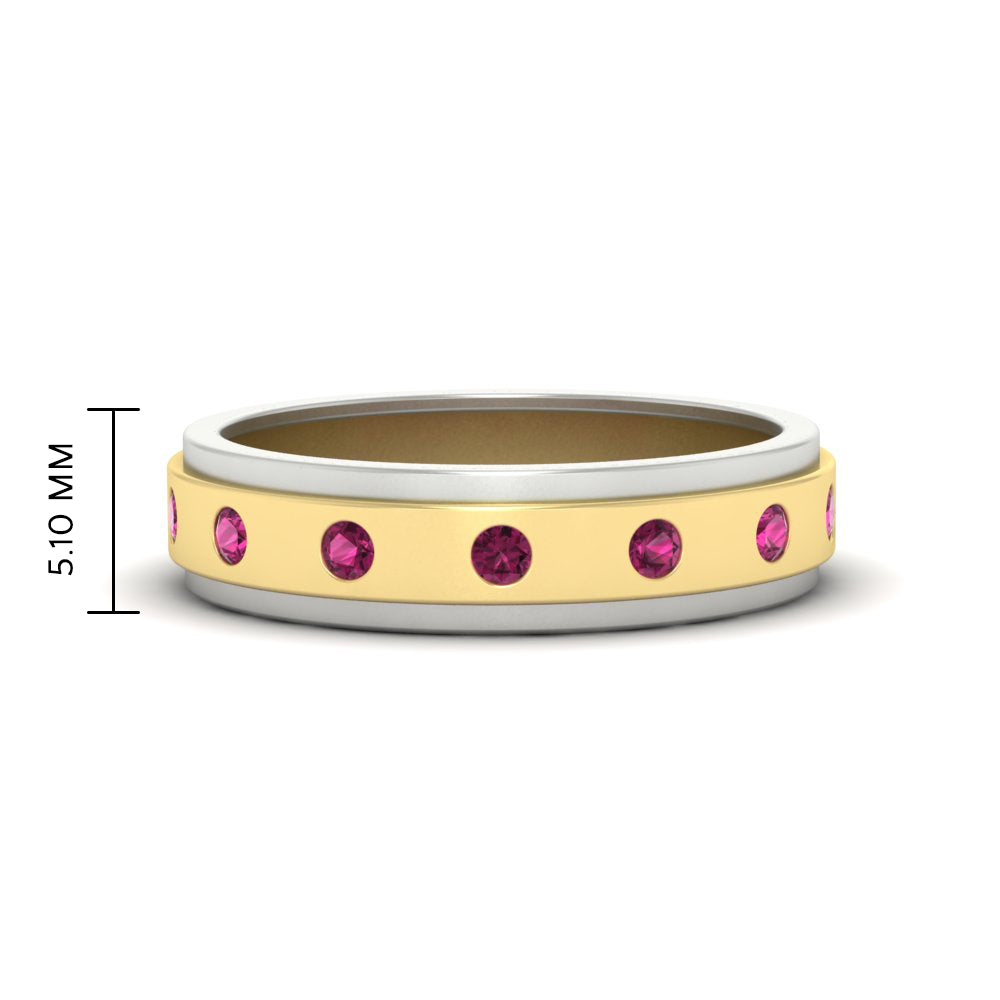 mens-two-tone-bezel-pink-sapphire-wedding-band-in-yellow-gold-FDM11141GSADRPI-NL-YG-HW