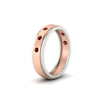 Load image into Gallery viewer, mens-two-tone-bezel-ruby-wedding-band-in-rose-gold-FDM11141GRUDRANGLE2-NL-RG
