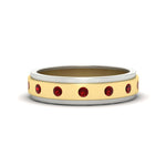 Load image into Gallery viewer, mens-two-tone-bezel-ruby-wedding-band-in-yellow-gold-FDM11141GRUDR-NL-YG
