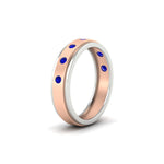 Load image into Gallery viewer, mens-two-tone-bezel-sapphire-wedding-band-in-rose-gold-FDM11141GSABLANGLE2-NL-RG
