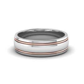 Mens 2 Tone Double Inlay Engagement Ring